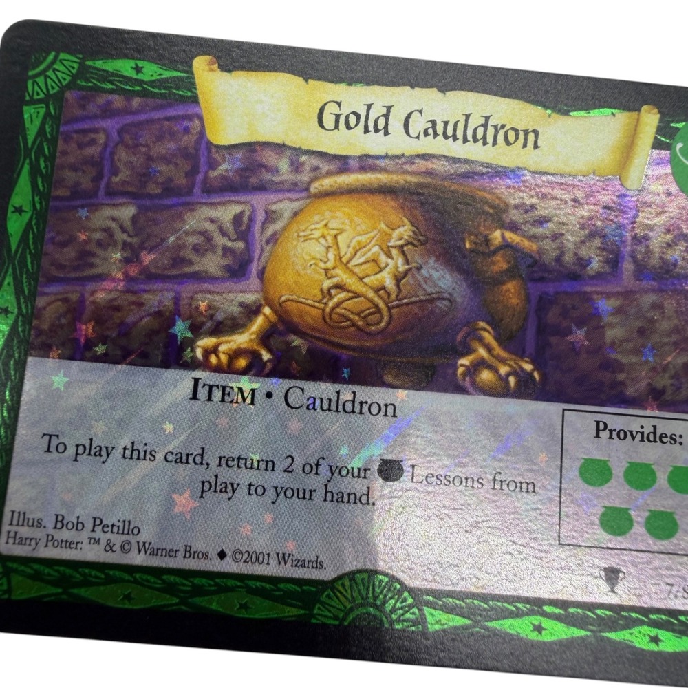 Harry Potter TCG Gold Cauldron 7/80 Quidditch Cup Rare Holofoil Card 2001 Vtg